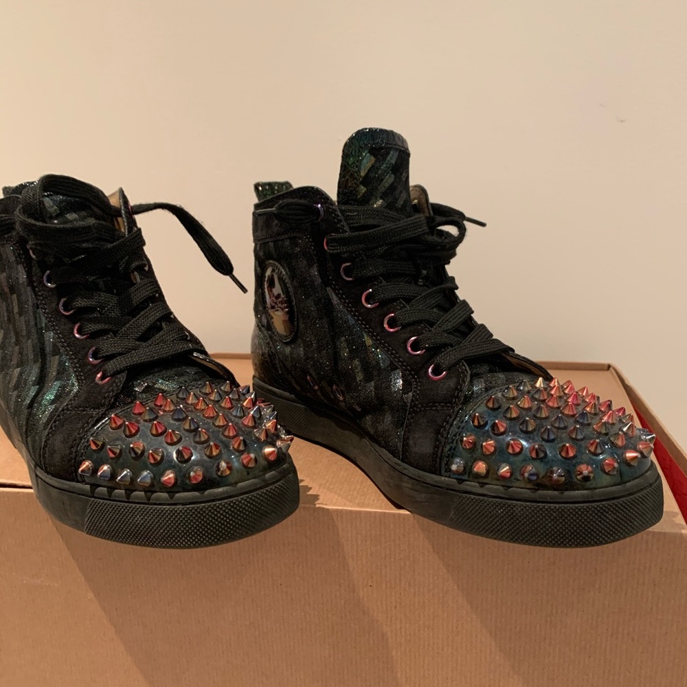 Louboutin spiked mid top sneakers